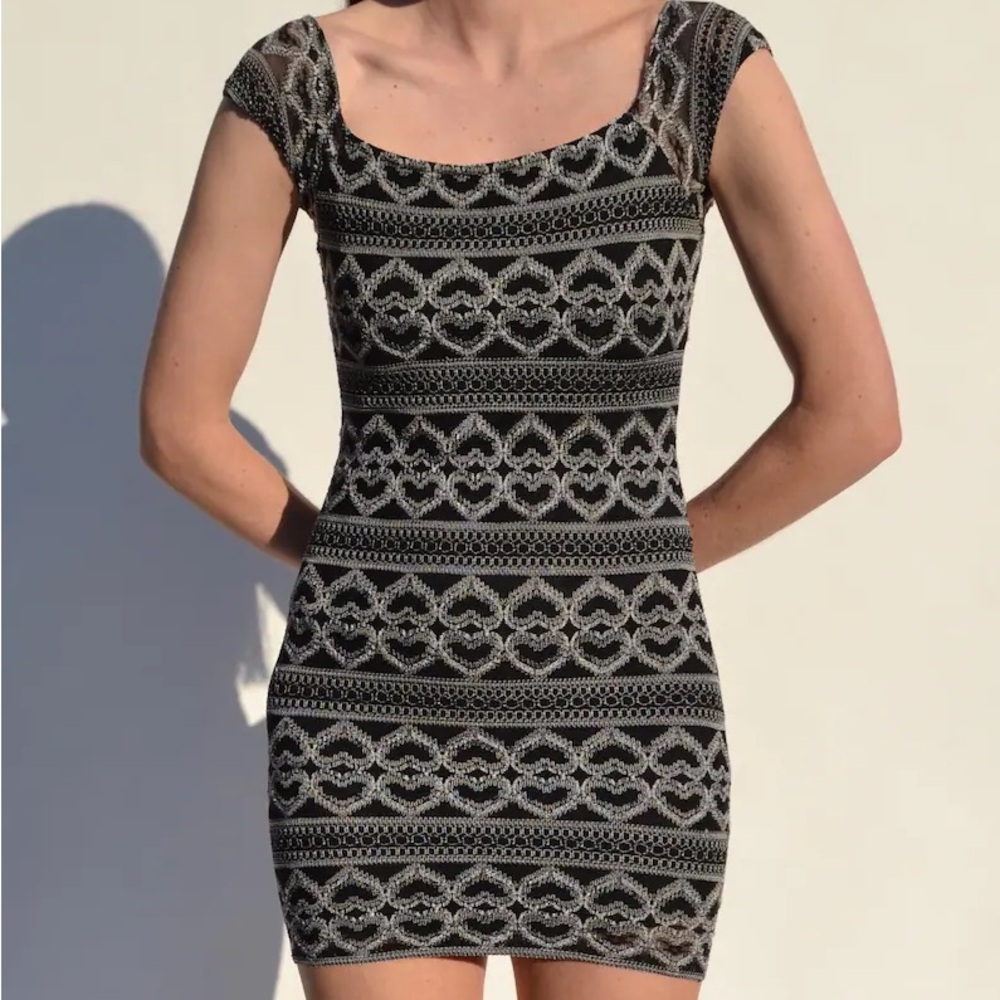Hugo Buscati Black and Gray Mini Dress